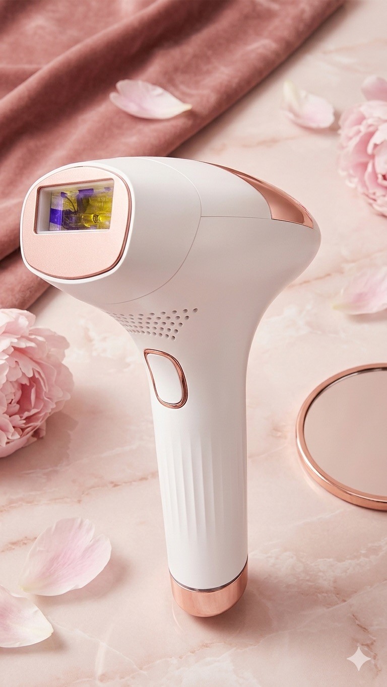 جهاز Perlo Pro IPL المنزلي - تصميم أنيق أبيض وروز جولد